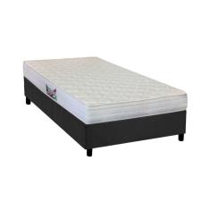 Cama Box Solteiro: Colchão Ortopédico Herval Ag65 Frontier + Base Crc Suede Gray(88x188)