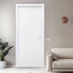 Porta Lisa Uv Batente Regulável 07 Cm a 13 Cm Fechadura Externa 102 X 210 Esquerdo Rodam Branco