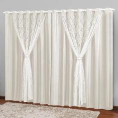 Cortina Grande Sala e Quarto 3,00X2,50 Tecido Renda Marrocos - Casa Im