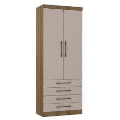 Módulo De Guarda Roupa Eucamoveis Paris 2 Portas 4 Gavetas, Avela/Cina