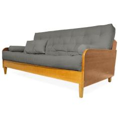 Sofá Cama Paris Sarja Madeira Nobre Natural - Cinza