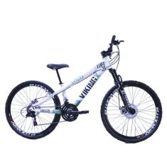 Bicicleta Vikingx Aro 26 Câmbios Importado 21V Aero Branco Verde