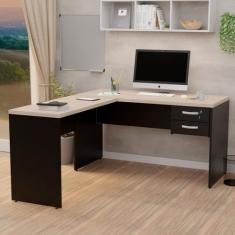 Mesa De Escritório Escrivaninha Em L 1.40x1.50 C/ Gaveteiro - NetMobil