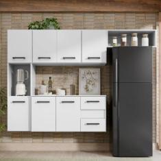 Armário de Parede Cozinha Compacta Juliete 7 Portas 2 Gavetas branco -