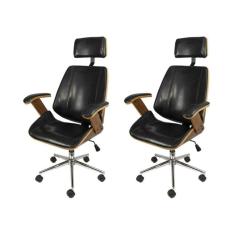 Kit 2 Cadeiras para Escritorio Presidente Bergen 3331 Preto