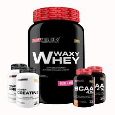 Kit Whey Protein Waxy Whey 900g + 2x BCAA 100g + 2x Creatina 100g - BB-Unissex