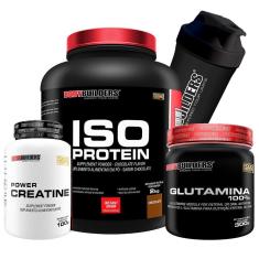 Whey Protein Iso Protein 2Kg + Creatina 100g + Glutamina 100% 300g + Coqueteleira - Bodybuilders-Unissex