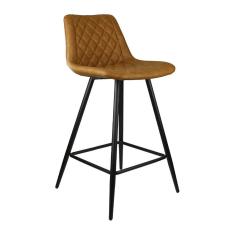 Banqueta Decorativa Magé Pu Matelassê C/apoio Para Os Pés Base Em Aço Marrom G56 - Gran Belo