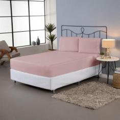 Jogo de Lençol Queen 3 Pçs Percal 180 Fios Liso Ponto Palito - Valle E