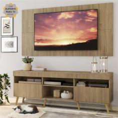Rack c/ Painel e Suporte TV 65&quot; Londres Multimóveis Pés Retrô Rustic/Natural
