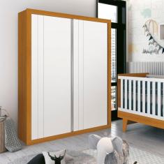 Guarda Roupa de Bebê 2 Portas 3 Gavetas Prince Branco Fosco/Savana