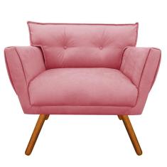 Poltrona Anitta Suede Pés Palito Castanho D\`rossi Cor Rose