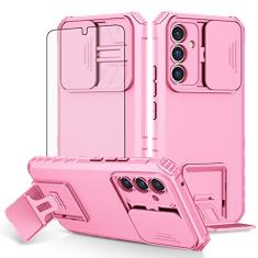 Asuwish Capa de telefone para Samsung Galaxy A54 5G com protetor de tela de vidro temperado e capa de câmera deslizante com suporte, suporte fino, acessórios para celular A 54 54A SM A546U 2023