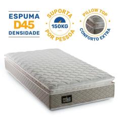 Colchão Solteiro Espuma D45 Pillow Top Strong 88x188x24cm - Suporta até 150kg por pessoa