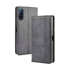 Capa para Sony Xperia L4, capa flip carteira com suporte de couro para Sony Xperia L4, capa magnética retrô para celular, capa carteira de telefone com compartimentos para cartões