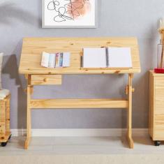 Escrivaninha Mesa Desenho Madeira 1 Gaveta Flexi Natural - IDIMEX