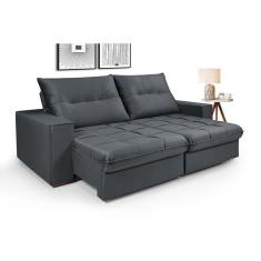 Sofá Cancún 2,90 3 Lugares Império Estofados Veludo Veludo Grafite 163