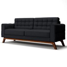 Sofá 180 Cm 3 Lugares Sandero C-300 Veludo Preto - Domi