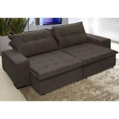 Sofá Austrália 2,12 Mts Retrátil e Reclinavel Tecido Suede Pluma Café - Moveis Marfim