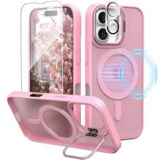 IDweel Capa para iPhone 16 Plus com protetor de tela e protetor de lente de câmera, compatível com MagSafe, suporte embutido para câmera, capa flexível antirimpressão digital, traseira rígida