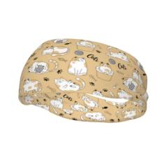 Tiaras de cabelo com estampa de gatos antiderrapantes faixas de cabelo modernas de verão para tênis, basquete, corrida, academia, malhar