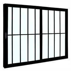 Janela 2 folhas 1,00x1,50 com grade no alumínio preto