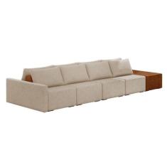 Sofá Ilha 4 Lugares Living 392cm Modulado Lary Linho K01 Cor Grafite -