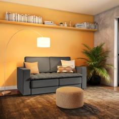 Sofá 3 Lugares Retrátil Nyon Linho Cinza 180 cm - Mobly