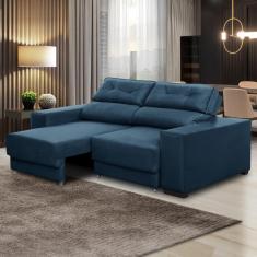 Sofá Retrátil e Reclinável 3 lugares 1,80m Rubia Suede Azul