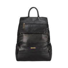 Mochila antifurto de couro Suelen, Preto