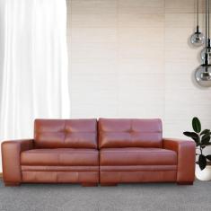 Sofá 4 Lugares Bipartido Sala de Estar 280cm Milano Couro Caramelo G58