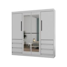 Guarda-roupa Casal com Espelho 4 Portas 6 Gavetas Araplac Atraente Sof