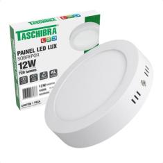 Painel de Led Plafon Redondo Sobrepor 12W Bivolt Taschibra, 6500K - Br