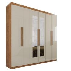 Guarda-Roupa Casal 100% MDF 6 Portas e 4 Gavetas Istambul Com Espelho-