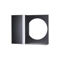 Armário Banheiro com Espelho Redondo Preto Barra Vertical