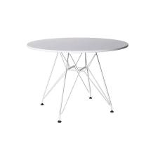 Mesa Ferro Branco Tampo Redondo Madeira Branco 90Cm