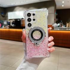Capa suporte para samsung galaxy s23 s22 s24 ultra gradiente glitter capa para samsung a53 a54 a55 a33 airbag caso, amarelo rosa, para a34