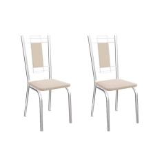 Cadeira Sala de Jantar Florença 2C005 Aço Kit 2 Uni Cromada/Nude 16 - Kappesberg