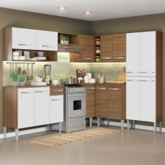 Cozinha Canto Reto Emilly 417 Armário e Balcão Branco Madesa