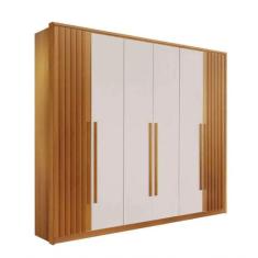 Guarda Roupa 6 Portas 6 Gavetas 100% Mdf Anápolis Ripado Montagem Inteligente - Móveis Valverde - Off White Cinamomo