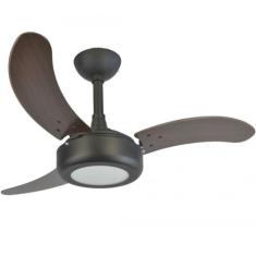 Ventilador de Teto Lux 2008 Preto Tabaco Infinity 3 Pás Luminária LED 