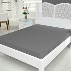 Lencol Micropercal 300 Fios Avulso Com Elastico Queen Cinza - Lux Enxo