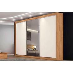 Guarda Roupas 3Portas Correr 6Gavs Espelho Toronto Amêndoa/Off White-Europa