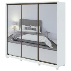 Guarda-Roupa Casal Spazio 270 Super Glass 3 portas 6 Gavetas Branco - 
