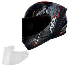 Capacete Masculino Asx City Storm Cinza Moto + Viseira Fume, Preto bri