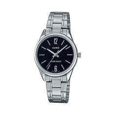 Relógio Feminino Casio Pequeno Prata Com Fundo Preto