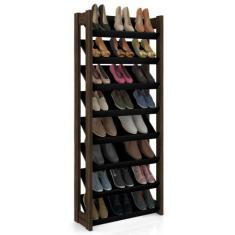 Sapateira 8 Prateleiras AZ1006 Tecnomobili, Preta e Nogal