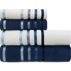 Jogo De Toalhas 4 Peças - Banho + Rosto Algodão Fio Penteado Lumina Karsten