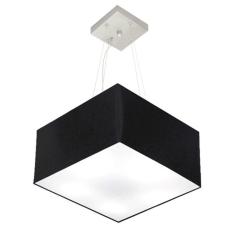 Lustre Pendente Quadrado Vivare Md-4005 Cúpula Em Tecido 21/35x35cm - Bivolt Preto 127/220v