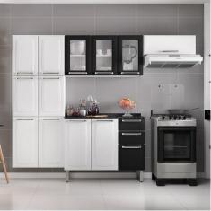 Cozinha Completa 4 Peças 13 Portas 2 Gavetas Luce Itatiaia Branco/Preto